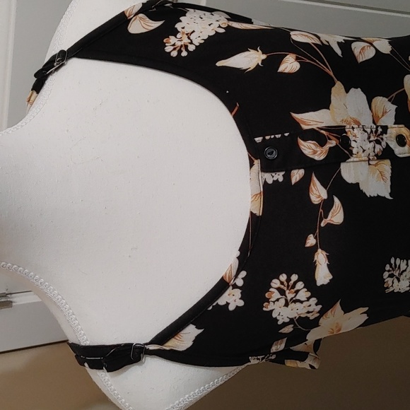 SWS Streetwear Society sleeveless black flower pattern mini dress Large - Picture 3 of 11